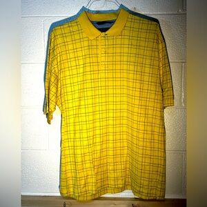 Tommy Hilfiger Golf yellow plaid polo, size L, 100% cotton, classic style.